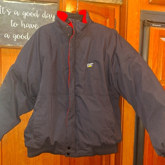 Tonkin Inc CAT Black Insulated Bomber Jacket with Red Accents In A Size XXL. - Picture 1 of 9